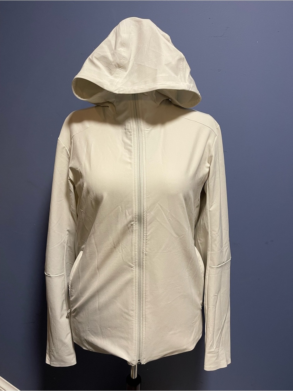 Lululemon White Hooded Full-Zip Lightweight Running Jacket, Large